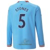 Officiële Voetbalshirt Manchester City Stones 5 Thuis 2022-23 Lange Mouw - Heren